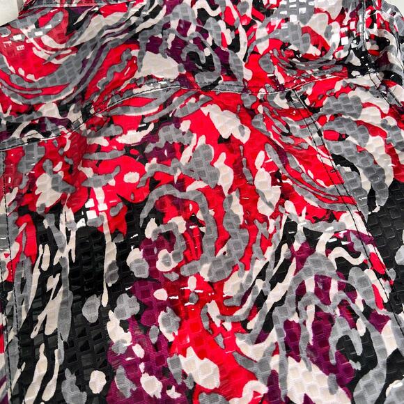 Shiny Abstract Print Jacket Womens Sz 14 Red Purple Black Bling Going Out Party - Picture 14 of 14